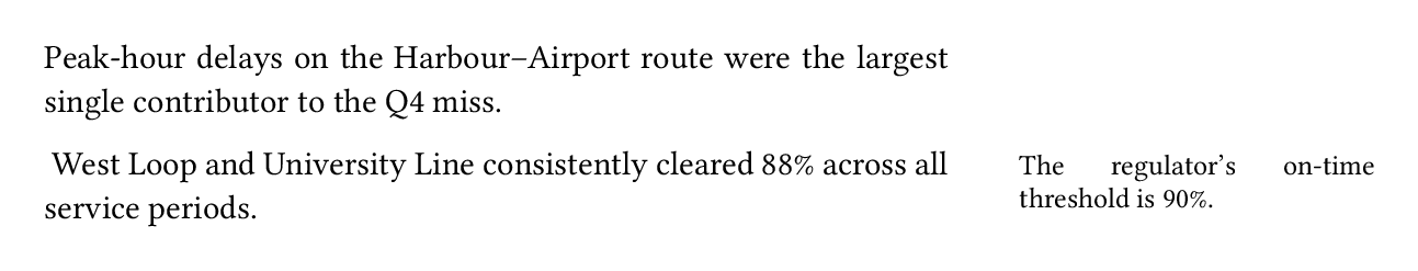 A PDF showing two body paragraphs with a short note in the right margin.